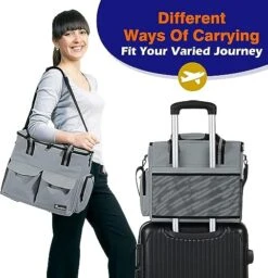 Pawaboo Dog Travel Bag, Pet Traveling Luggage With 2 Food Storage Bags And Multi-Function Pockets, Airline Approved Pet Travel Bag Tote Organizer Overnight Accessories With Shoulder Strap, Light Gray -Dog Supply Store 51FvmQXLIEL