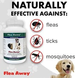 Flea Away All Natural Supplement For Fleas, Ticks, And Mosquitos Prevention For Dogs And Cats, 100 Chewable Treat Tablets, Single -Dog Supply Store 51GtFwUNMsL
