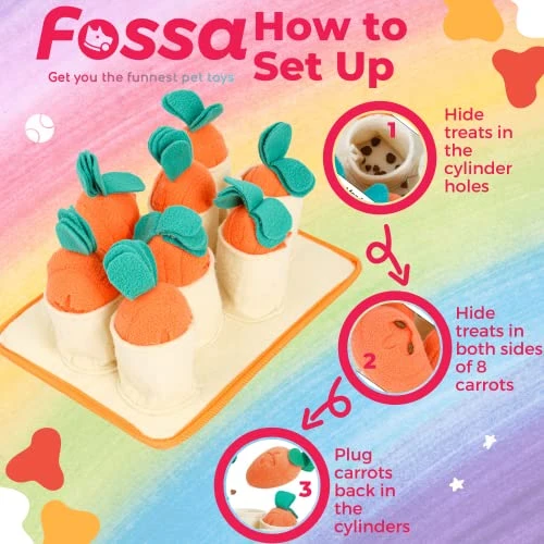 FOSSA Dog Snuffle Mat, Puppy Toys Feeding Mat With 8 Carrots Plush Dog Treat Puzzle Toys (Small) 6 FOSSA Dog Snuffle Mat, Puppy Toys Feeding Mat With 8 Carrots Plush Dog Treat Puzzle Toys (Small) - Image 4