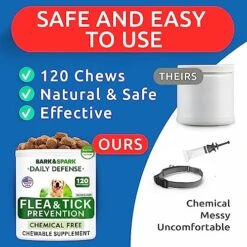 Flea And Tick Prevention For Dogs Chewable Tablets - All Natural Flea & Tick Chews - Flea Chewables Pills For Dogs - All Breeds And Ages - Made In USA - Bacon - 120 Treats -Dog Supply Store 51HG7nWq23L