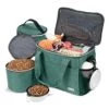 BAGLHER Dog Travel Bag Backpack Pet Supplies Backpack Pet Accessories Storage Bag 5-Piece Set With Shoulder Strap 2 Lined Pet Food Containers 4 Foldable Feeding Bowls Essential Kit For Pet Travel