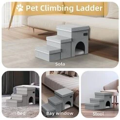 Dog Stairs-3 Steps Folding Pet Stairs With Storage Dog Steps For Bed Or Couch For Small Medium Or Large Dogs,Holding Up To 100 Lbs Pets 11 Dog Stairs-3 Steps Folding Pet Stairs With Storage Dog Steps For Bed Or Couch For Small Medium Or Large Dogs,Holding Up To 100 Lbs Pets -Dog Supply Store 51Hae5TSCQL