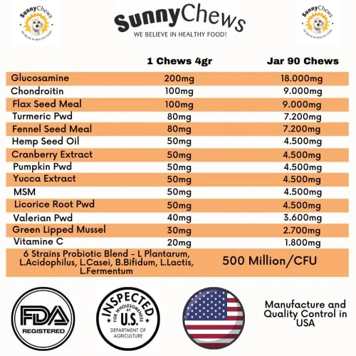 SUNNYCHEWS 8 In 1 Dog Multivitamins Chewable, Multivitamin For Dogs With Glucosamine Chrondrotin For Dogs, Itching, Aller Immune, Hip And Joint Chews With Dog Omega 3 Supplement, All Age, 12oz 6 SUNNYCHEWS 8 In 1 Dog Multivitamins Chewable, Multivitamin For Dogs With Glucosamine Chrondrotin For Dogs, Itching, Aller Immune, Hip And Joint Chews With Dog Omega 3 Supplement, All Age, 12oz - Image 4