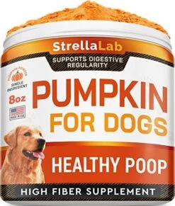 STRELLALAB Pumpkin For Dogs - 8.1oz High Fiber Powder Supplement - Stool Consistency And Softener - Diarrhea, Constipation, Upset Stomach, Food Sensitivity, Scoot - Digestion Support - Made In USA -Dog Supply Store 51ILIaRJ8hL. AC