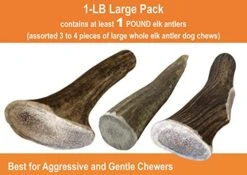 Deluxe Naturals Elk Antler Chews For Dogs | Naturally Shed USA Collected Elk Antlers | All Natural A-Grade Premium Elk Antler Dog Chews | Product Of USA, 1-LB Pack Large Cuts -Dog Supply Store 51Ib7e9q9tL