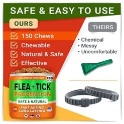 Natural Flea & Tick Prevention For Dogs Chewable Tablets - Flea & Tick Control Supplement - Oral Flea Pills For Dogs - All Breeds And Ages - Soft Chews Made In USA -Dog Supply Store 51IelLmmLrL