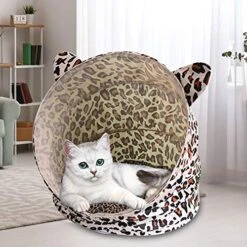 SONGBIRDTH Pet Bed,Leopard Pattern Foldable Cat Dog Nest Kitten Mat Sleeping Bag Kennel Pet House,Breathable Cotton Blend,Removable Easy To Clean Leopard -Dog Supply Store 51ItBzlpkHL