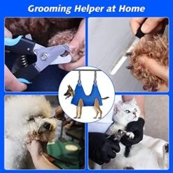Pet Grooming For Dog Grooming Harness For Nail Trimming Pet Grooming Sling Helper Holder Pet Supplies Plus Shirt (Blue, M) -Dog Supply Store 51IvfxlVfmL
