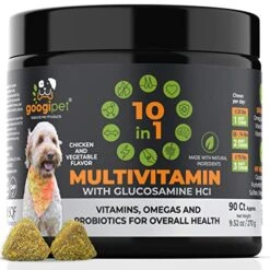 Googipet 10 In 1 Dog Multivitamin With Dog Probiotics For Gut Health, Dog Vitamins And Supplements With MSM & Glucosamine For Dogs Hip & Joint Support - Omega 3 Krill Oil For Skin & Coat