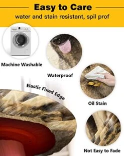 Aomike Round Fitted Tablecloth, Modern Black Yellow Pet Two Dogs Yellow Desert Elastic Edge Tablecloth Waterproof Wipeable Table Cover For Dinning Fits Tables Up To 55" - 60" 13 Aomike Round Fitted Tablecloth, Modern Black Yellow Pet Two Dogs Yellow Desert Elastic Edge Tablecloth Waterproof Wipeable Table Cover For Dinning Fits Tables Up To 55" - 60" -Dog Supply Store 51LNFI3N99L