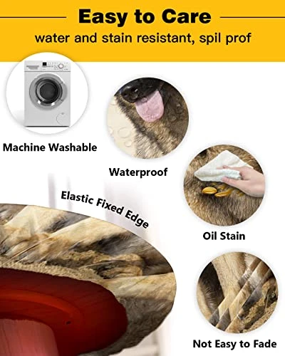 Aomike Round Fitted Tablecloth, Modern Black Yellow Pet Two Dogs Yellow Desert Elastic Edge Tablecloth Waterproof Wipeable Table Cover For Dinning Fits Tables Up To 55" - 60" 5 Aomike Round Fitted Tablecloth, Modern Black Yellow Pet Two Dogs Yellow Desert Elastic Edge Tablecloth Waterproof Wipeable Table Cover For Dinning Fits Tables Up To 55" - 60" - Image 3