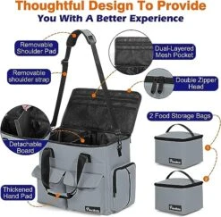 Pawaboo Dog Travel Bag, Pet Traveling Luggage With 2 Food Storage Bags And Multi-Function Pockets, Airline Approved Pet Travel Bag Tote Organizer Overnight Accessories With Shoulder Strap, Light Gray -Dog Supply Store 51MSfTo4ZEL