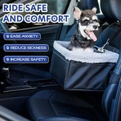 NOVOLAB Dog Car Seat For Small Dogs, Dog Booster Seat With Metal Frame Construction Double-Layer Oxford Puppy Car Seat With Safety Leash, Perfect For Small Pets Dogs Cats -Dog Supply Store 51NZg5xp6iL