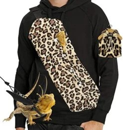 Bearded Dragon Leash & Leopard Pattern Carrier, Lizard Adjustable Harness With Leather Wings And Sling Bag, With Beardie's Leopard Pattern Coat, Reptile Small Pet Batwing Accessories For Outdoor -Dog Supply Store 51Nz2IFZ0vL. AC