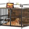 ROOMTEC Dog Crate Furniture-Style Cages For Large Dogs Indoor Heavy Duty Super Sturdy Dog Kennels With 2 Stainless Steel Bowls (48Inch = Int.dims: 46" W X 29" D X 35.5" H)