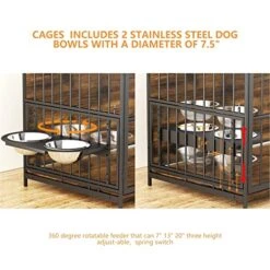 ROOMTEC Dog Crate Furniture-Style Cages For Large Dogs Indoor Heavy Duty Super Sturdy Dog Kennels With 2 Stainless Steel Bowls (48Inch = Int.dims: 46" W X 29" D X 35.5" H) -Dog Supply Store 51PC3enfwGL