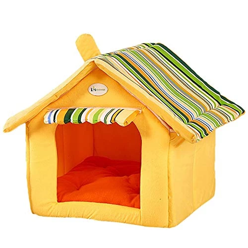 Watonic Dog Bed Cat Bed,Comfortable Plush Kennel Dogs Pet Litter Deep Sleep Cat Litter Sleeping Bed Dog House (Yellow,M) 3 Watonic Dog Bed Cat Bed,Comfortable Plush Kennel Dogs Pet Litter Deep Sleep Cat Litter Sleeping Bed Dog House (Yellow,M)