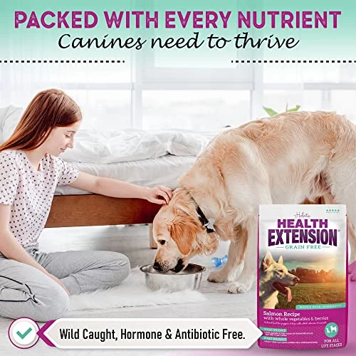 Health Extension Dry Dog Food, Natural Food With Added Vitamins & Minerals, Suitable For All Puppies, Grain Free, Salmon Recipe With Whole Vegetable & Berries (10 Pound) 5 Health Extension Dry Dog Food, Natural Food With Added Vitamins & Minerals, Suitable For All Puppies, Grain Free, Salmon Recipe With Whole Vegetable & Berries (10 Pound) - Image 3