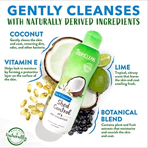 TropiClean Lime & Coconut Deshedding Dog Shampoo For Shedding Control | Natural Pet Shampoo Derived From Natural Ingredients | Cat Friendly | Made In The USA | 20 Oz. 5 TropiClean Lime & Coconut Deshedding Dog Shampoo For Shedding Control | Natural Pet Shampoo Derived From Natural Ingredients | Cat Friendly | Made In The USA | 20 Oz. - Image 3