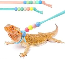 Bearded Dragon Leash & Leopard Pattern Carrier, Lizard Adjustable Harness With Leather Wings And Sling Bag, With Beardie's Leopard Pattern Coat, Reptile Small Pet Batwing Accessories For Outdoor -Dog Supply Store 51QZ7CokZcL. AC