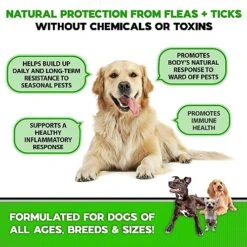 Flea And Tick Prevention For Dogs Chewables - Made In USA - Natural Flea And Tick Supplement For Dogs Chews- Oral Flea Pills For Dogs - No Mess | No Collars - All Breeds And Ages - Tasty Soft Tablets