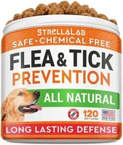 Natural Flea And Tick Prevention Chews For Dogs - Chewable Tablets For Dogs - All Breeds And Ages - Made In USA Flea And Tich Remover Supplement - Bacon - 120 Treats -Dog Supply Store 51S3ex4fbL. AC
