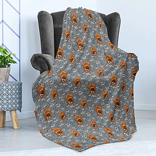 Lunarable Dog Bone Throw Blanket, Puppy Sleeping In Doghouse Pattern With Paw Printsnd Food Bowl Illustration, Flannel Fleece Accent Piece Soft Couch Cover For Adults, 50" X 70", Multicolor 5 Lunarable Dog Bone Throw Blanket, Puppy Sleeping In Doghouse Pattern With Paw Printsnd Food Bowl Illustration, Flannel Fleece Accent Piece Soft Couch Cover For Adults, 50" X 70", Multicolor - Image 3