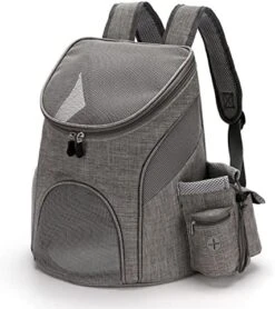 LEFEDA Out Double Shoulder Portable Travel Backpack Outdoor Pet Dog Carrier Bag Pet Dog Front Bag Mesh Backpack Head Pet Backpack Carrier (Color : Gray) -Dog Supply Store 51T0ohCUBOL. AC