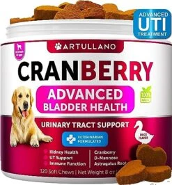 Dog UTI Treatment - Cranberry Supplement For Dogs - Bladder Control For Dogs - Dog Urinary Tract Infection Treatment - UTI Medicine For Dogs - Dog Cranberry Supplement - Kidney Support - 120 Chews