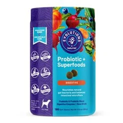 Evolutions By NaturVet Probiotic & Superfoods 180ct Soft Chews For Dogs - Prebiotic & Probiotic Blend, Digestive Enzymes, Bone Broth, Omega's - Nourishes Natural Gut Bacteria And Intestinal Microflora