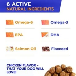 Fish Oil Omega 3 For Dogs - Allergy Relief - Joint Health - Itch Relief, Shedding - Skin And Coat Supplement - Alaskan Salmon Oil Chews - Omega 3 6 9 - EPA & DHA Fatty Acids