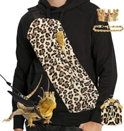 Bearded Dragon Leash & Leopard Pattern Carrier, Lizard Adjustable Harness With Leather Wings And Sling Bag, With Beardie's Leopard Pattern Coat, Reptile Small Pet Batwing Accessories For Outdoor -Dog Supply Store 51XKtkXi0QL. AC