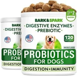 Dog Probiotics Chews - Gas, Diarrhea, Allergy, Constipation, Upset Stomach Relief, With Digestive Enzymes + Prebiotics - Chewable Fiber Supplement - Improve Digestion, Immunity - Made In USA - 120 Ct -Dog Supply Store 51Z3qguIvKL. AC