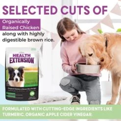 Health Extension Dry Dog Food, Natural Food With Added Vitamins & Minerals, Suitable For Puppies & Dogs, Original Chicken & Brown Rice Recipe (4 Pound / 1.8 Kg) -Dog Supply Store 51Z7F6ZGy8L