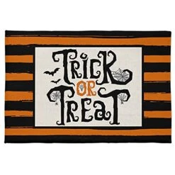 ARTSHOWING Halloween Area Rug Non Slip Non Shedding Easy Clean Thick Soft Plush Doormat For Bathroom Entryway Living Dining Room 16x24inch - Bat Reptile Trick Or Treat With Orange Stripe -Dog Supply Store 51ZarCNStDL