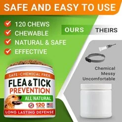 Natural Flea And Tick Prevention Chews For Dogs - Chewable Tablets For Dogs - All Breeds And Ages - Made In USA Flea And Tich Remover Supplement - Bacon - 120 Treats -Dog Supply Store 51aBpKbr18L