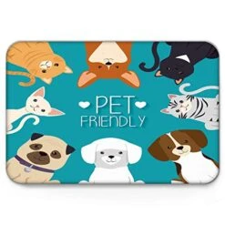 SIGOUYI Soft Cozy Non-Slip Door Mat - Low Profile, Absorb Water Floor Pad With Rubber Dots Backing, For Bathroom Living Room Bedroom Entrance 18x30in Mat, Friendly Pet Dog And Cat