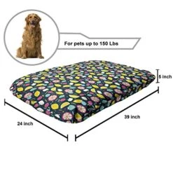 Ambesonne Fruits Pet Bed, Hand Drawn Vegan Options Sliced Lemons Strawberries And Oranges Doodle Style Food, Chew Resistant Pad For Dogs And Cats Cushion With Removable Cover, 24" X 39", Multicolor -Dog Supply Store 51bAFkSUa3L