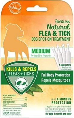 TropiClean Natural Flea & Tick Spot On Treatment For Medium Dogs 35 To 75 Lbs. 16 TropiClean Natural Flea & Tick Spot On Treatment For Medium Dogs 35 To 75 Lbs. -Dog Supply Store 51ce02RaKHL. AC