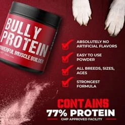 Bully Muscle Builder | | 283gm Dog Protein Powder | 30 Day Supply Of Weight Gainer For Your Bully, Pitbull, Frenchies, Or More, 60 Servings -Dog Supply Store 51e0LPeHaLL