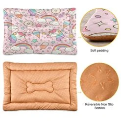 Kigai Unicorns And Sweet Food Rectangle Dog Bed Cat Bed, Soft Comfortable Machine Washable Pet Bed For Small Medium Large Dogs, 36" X 24"