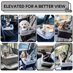 NOVOLAB Dog Car Seat For Small Dogs, Dog Booster Seat With Metal Frame Construction Double-Layer Oxford Puppy Car Seat With Safety Leash, Perfect For Small Pets Dogs Cats -Dog Supply Store 51e6dtoONgL