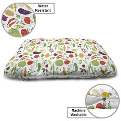 Ambesonne Vegetable Pet Bed, Food Art Illustration Of Cabbage Chili Peppers Tomatoes And Potatoes Pattern, Chew Resistant Pad For Dogs And Cats Cushion With Removable Cover, 24" X 39", Multicolor -Dog Supply Store 51efSErx4eL