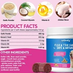 Flea And Tick Prevention For Dogs Chewables Tablets - Natural Flea And Tick Supplement For Dogs - Flea And Tick Chews For Dogs - Oral Flea Pills For Dogs - All Breeds And Ages (120 PCS) -Dog Supply Store 51f9UHn7BqL