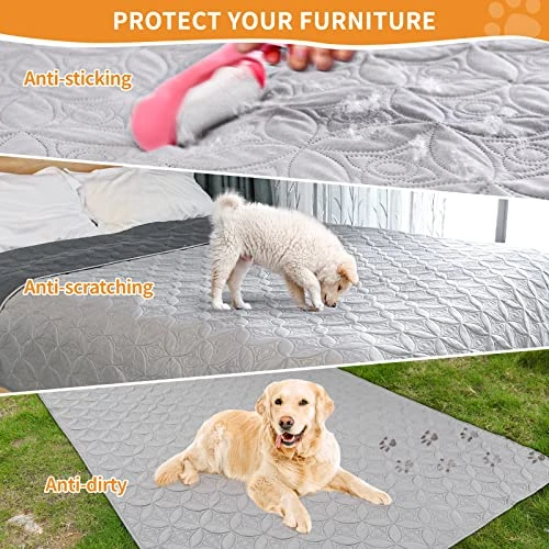 2 Packs Waterproof Dog Blankets Washable For Large Dog, All-Round Protector For Pets, Soft Reversible Dog Blankets Anti Scratches Dirty For Bed Couch Sofa Furniture (54"×82", Light/Dark Grey) 4 2 Packs Waterproof Dog Blankets Washable For Large Dog, All-Round Protector For Pets, Soft Reversible Dog Blankets Anti Scratches Dirty For Bed Couch Sofa Furniture (54"×82", Light/Dark Grey) - Image 2