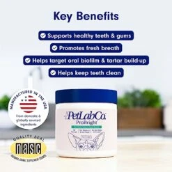 PetLab Co. ProBright Dental Powder For Dogs - Tailored Teeth Cleaning Made Easy – Specialized Dog Breath Freshener To Target Tartar And Clean Teeth -Dog Supply Store 51fagIfQ0aL
