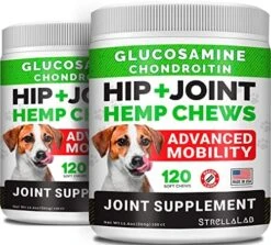 Hemp Treats - Glucosamine Dog Joint Supplement + Omega 3 - W/Hemp Oil - Chondroitin, MSM - Advanced Mobility Chews - Joint Pain Relief - Hip & Joint Care - Chicken Flavor - 120 Ct - Made In USA 20 Hemp Treats - Glucosamine Dog Joint Supplement + Omega 3 - W/Hemp Oil - Chondroitin, MSM - Advanced Mobility Chews - Joint Pain Relief - Hip & Joint Care - Chicken Flavor - 120 Ct - Made In USA -Dog Supply Store 51h1aJiTt6L. AC