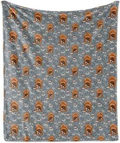 Lunarable Dog Bone Throw Blanket, Puppy Sleeping In Doghouse Pattern With Paw Printsnd Food Bowl Illustration, Flannel Fleece Accent Piece Soft Couch Cover For Adults, 50" X 70", Multicolor 21 Lunarable Dog Bone Throw Blanket, Puppy Sleeping In Doghouse Pattern With Paw Printsnd Food Bowl Illustration, Flannel Fleece Accent Piece Soft Couch Cover For Adults, 50" X 70", Multicolor -Dog Supply Store 51iGCmBy0LS. AC 3