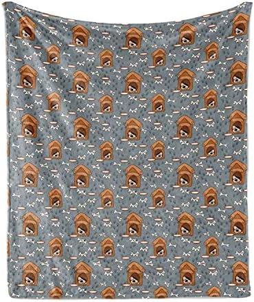 Lunarable Dog Bone Throw Blanket, Puppy Sleeping In Doghouse Pattern With Paw Printsnd Food Bowl Illustration, Flannel Fleece Accent Piece Soft Couch Cover For Adults, 50" X 70", Multicolor 9 Lunarable Dog Bone Throw Blanket, Puppy Sleeping In Doghouse Pattern With Paw Printsnd Food Bowl Illustration, Flannel Fleece Accent Piece Soft Couch Cover For Adults, 50" X 70", Multicolor - Image 7