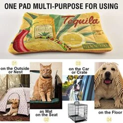 Poeticcity Yellow Mexican Food Tortilla, Hamburger, Burrito, Tequila Dog Cat Bed Mat Soft Crate Pad Mattress Cushion For Small Medium Pets, Anti Slip Sleeping Kennel Mat Washable & Dry 36x24 Inch -Dog Supply Store 51jexyxvnNL